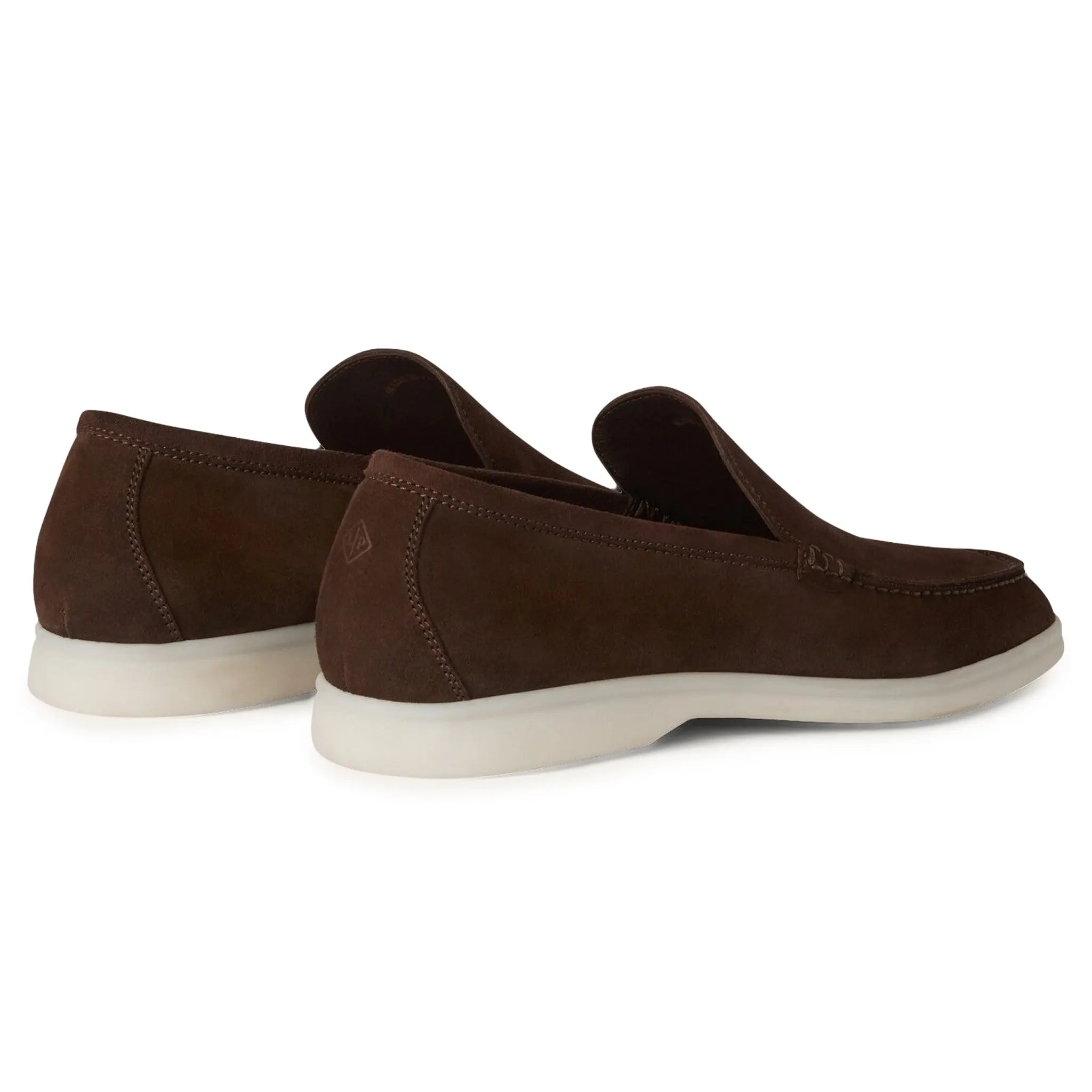 Back Side View of Loro Piana Summer Walk Suede Chocolate Loafers FAE8124